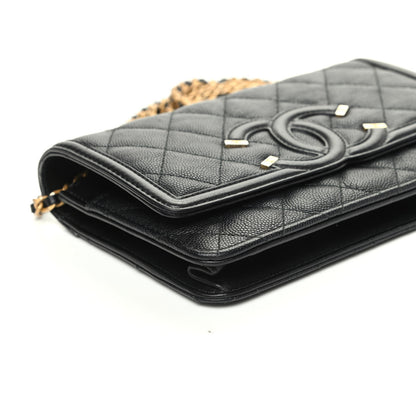 Chanel Caviar Quilted CC Filigree Wallet On Chain WOC Black 8 of 9