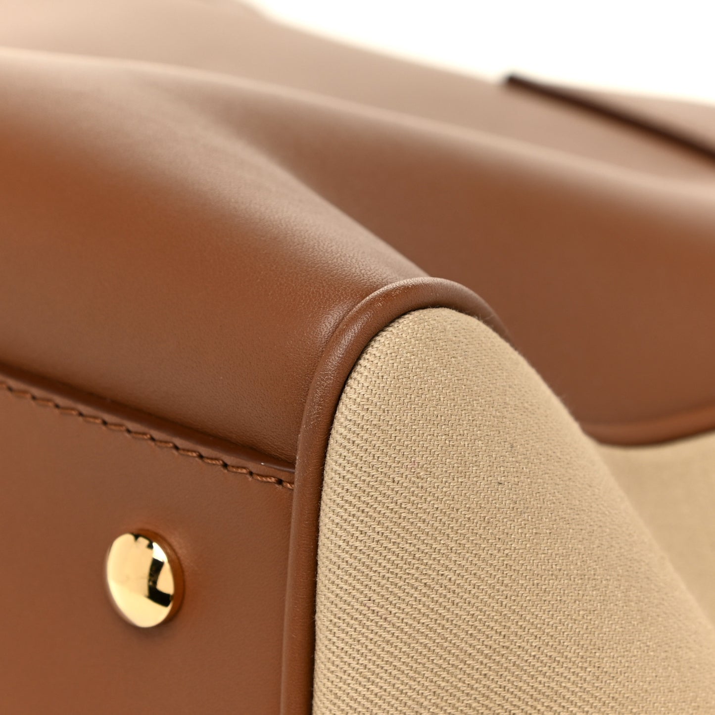 Calfskin Canvas Medium Cube Bowling Bag Malt Brown