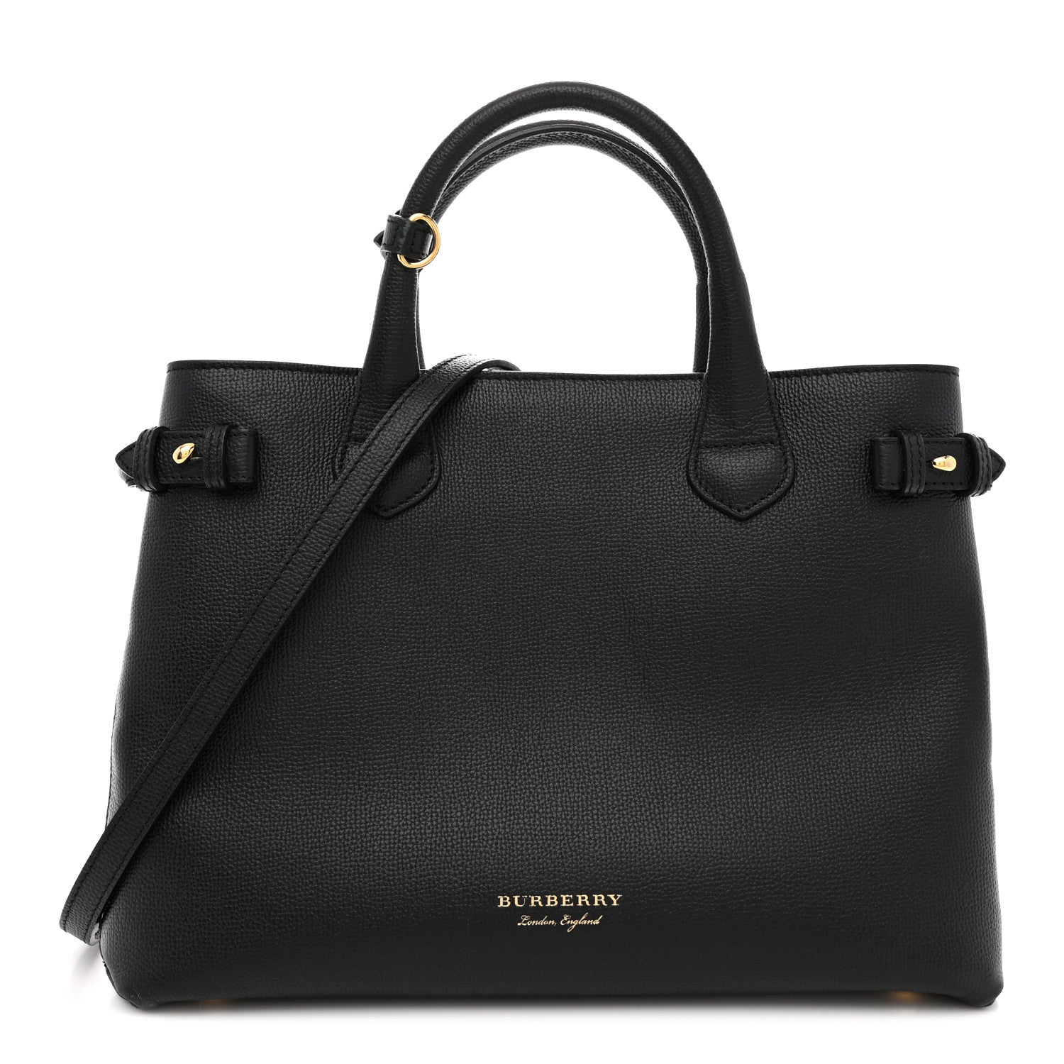 Burberry Derby Calfskin Medium Banner Tote Black 1 of 9