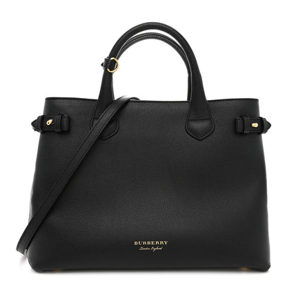 Burberry Derby Calfskin Medium Banner Tote Black 1 of 9