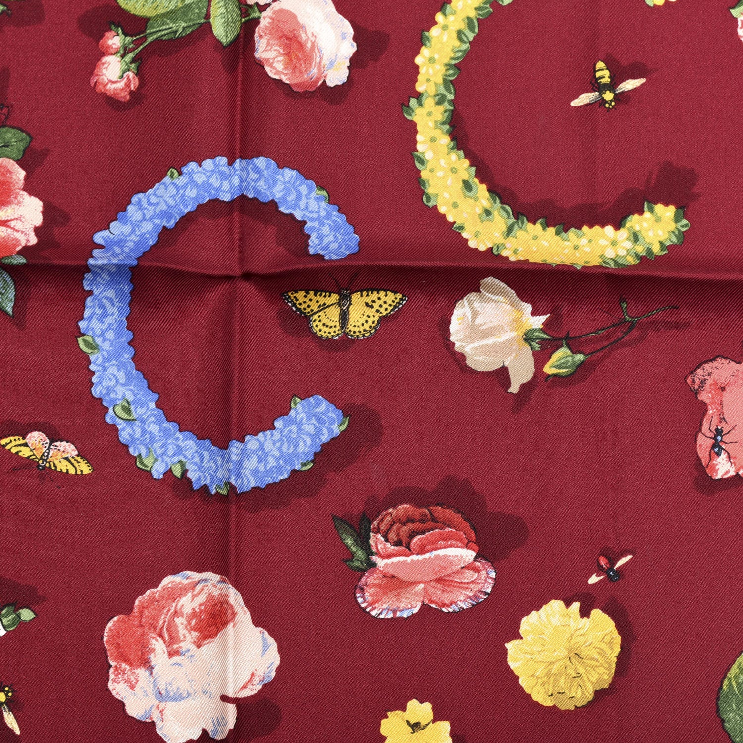 Gucci Silk Guccy Floral Print Pocket Square Red 2 of 3