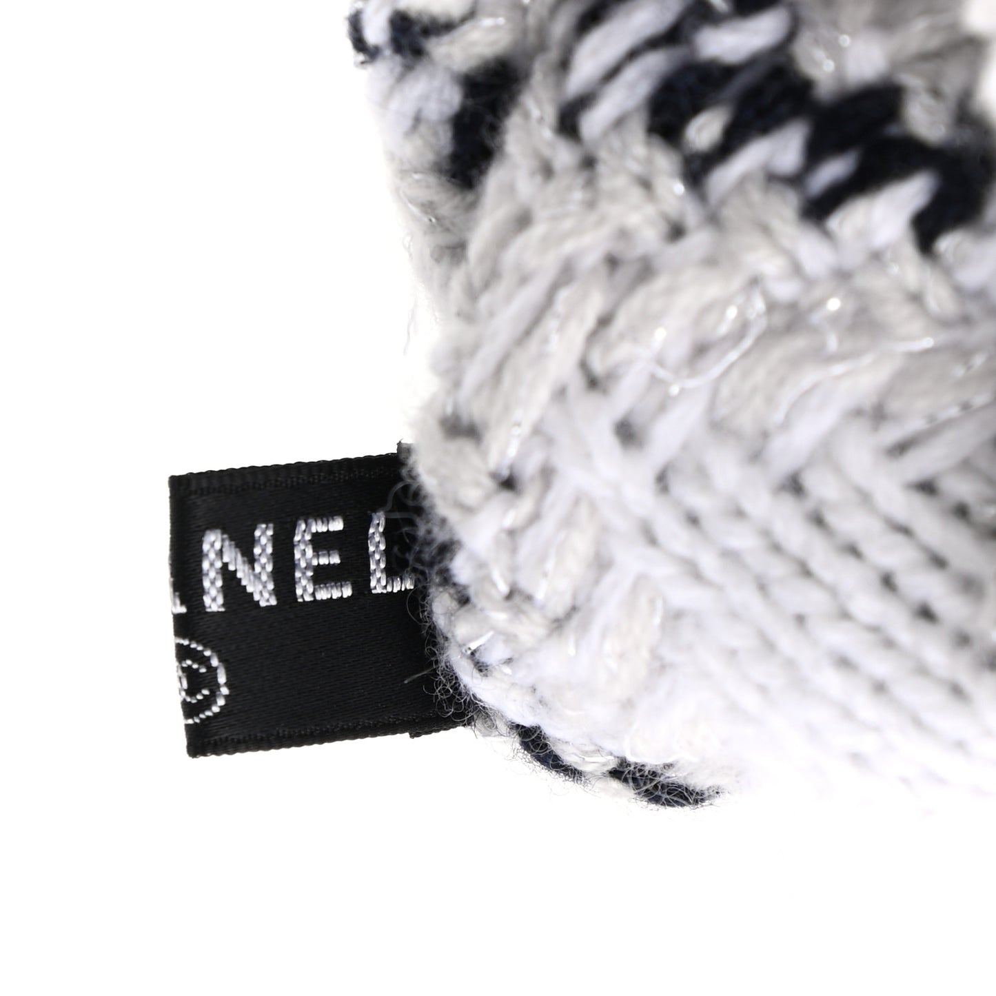 Cashmere Blend CC Fingerless Gloves Beige White Black