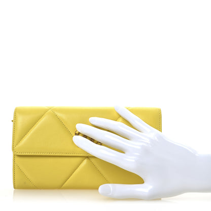 Chanel Lambskin Quilted Chanel 19 Flap Wallet Yellow 2 of 11