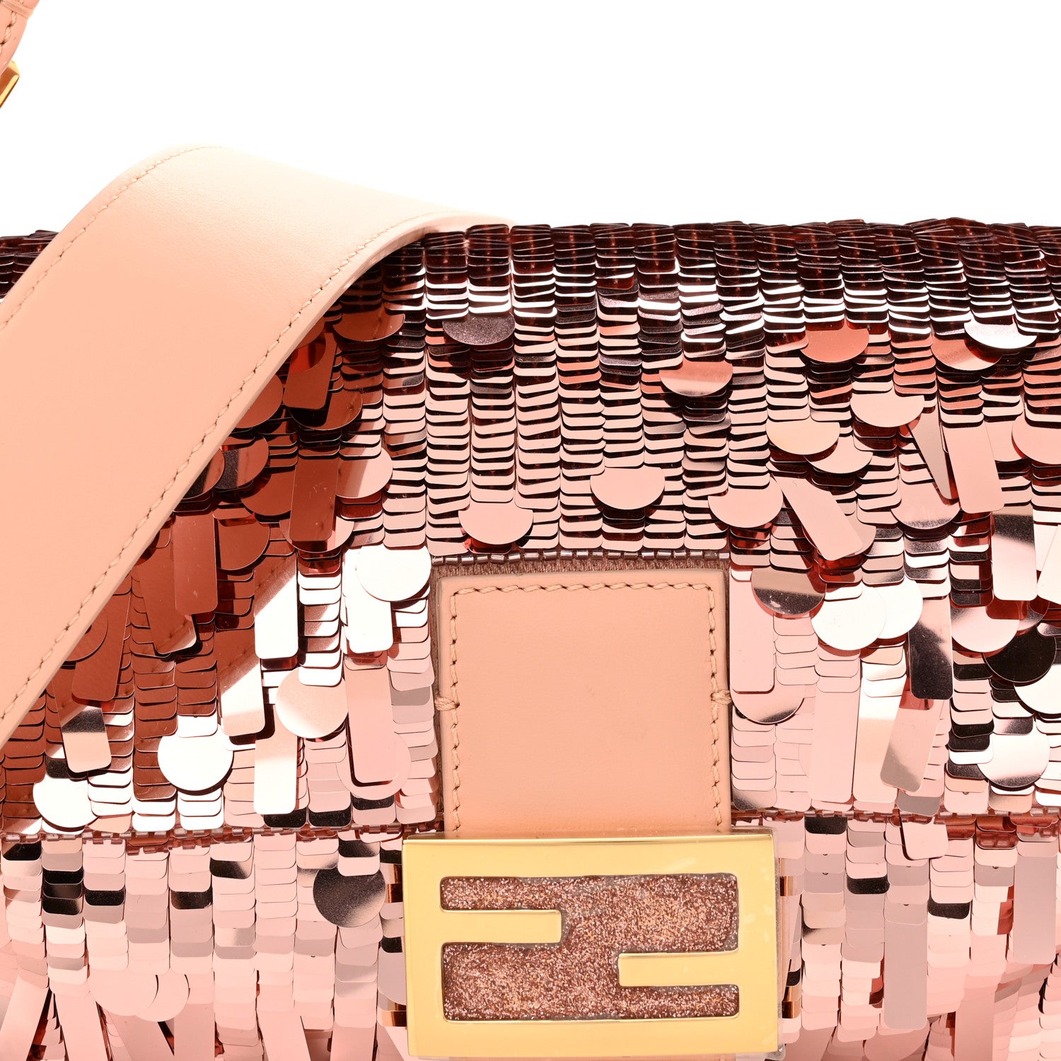 Fendi Sequin Paillettes Vitello Grace Sex and the City Baguette Baby Pink 7 of 10