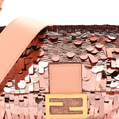 Fendi Sequin Paillettes Vitello Grace Sex and the City Baguette Baby Pink 7 of 10