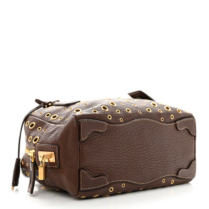 Prada Vitello Daino Grommet Satchel Bruciato 4 of 11