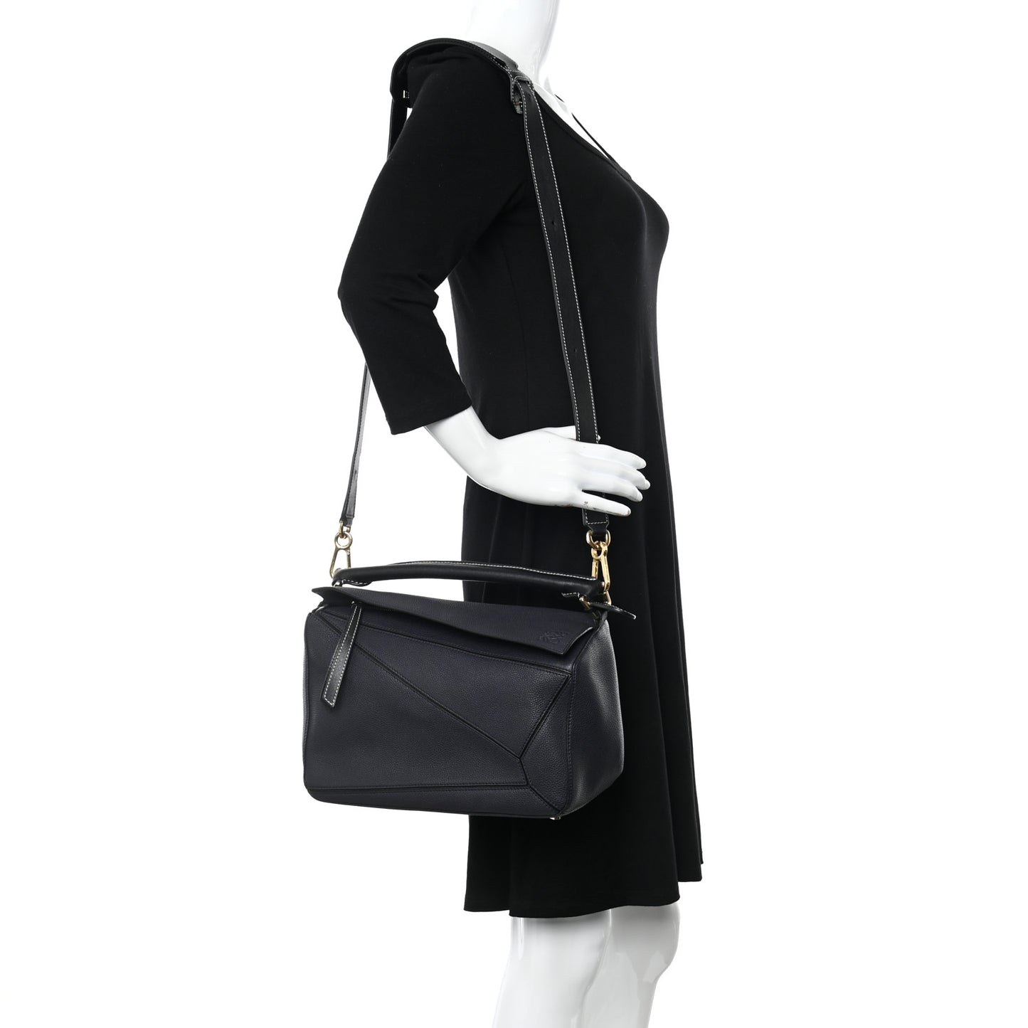 Calfskin Medium Puzzle Bag Midnight Blue Black