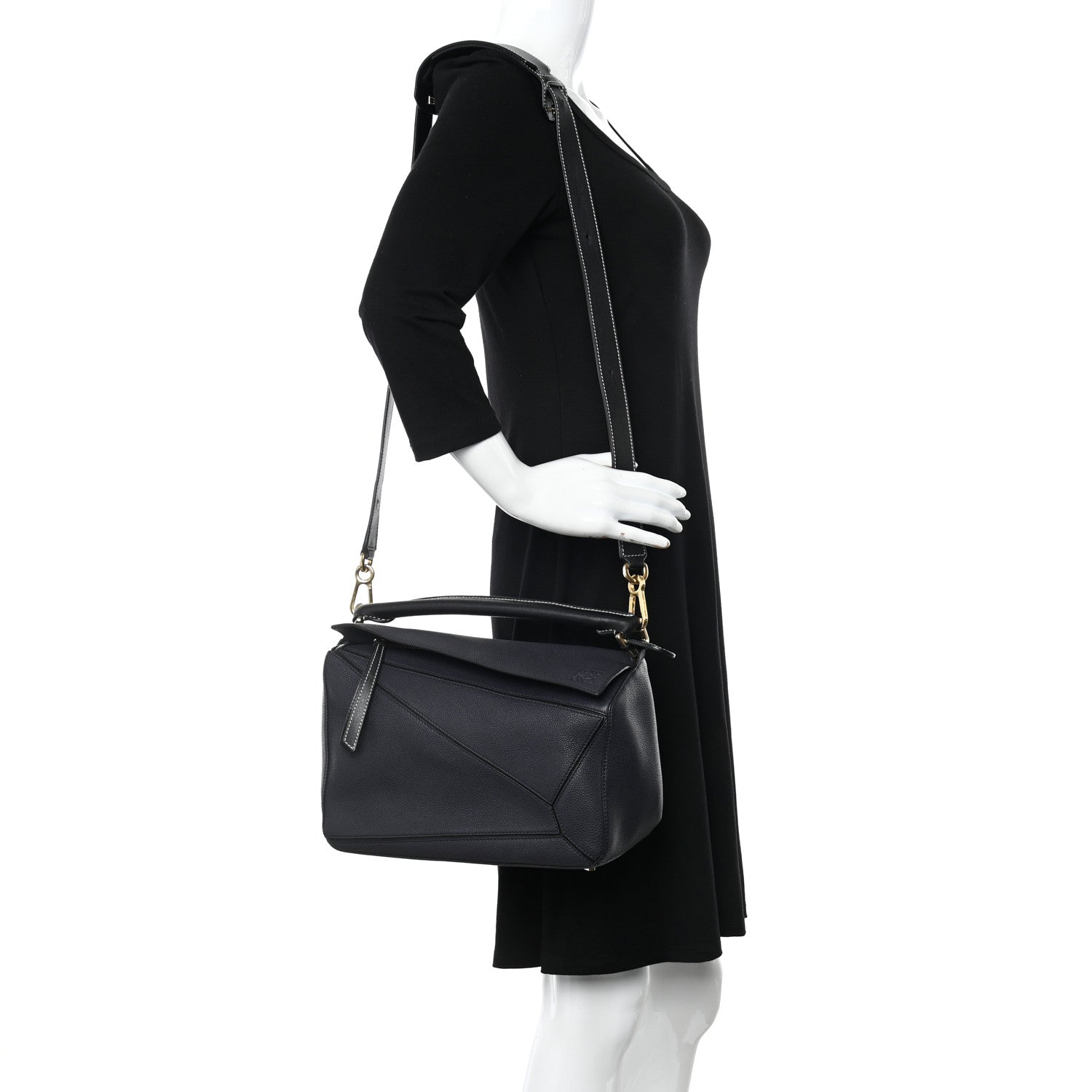 Loewe Calfskin Medium Puzzle Bag Midnight Blue Black 2 of 11