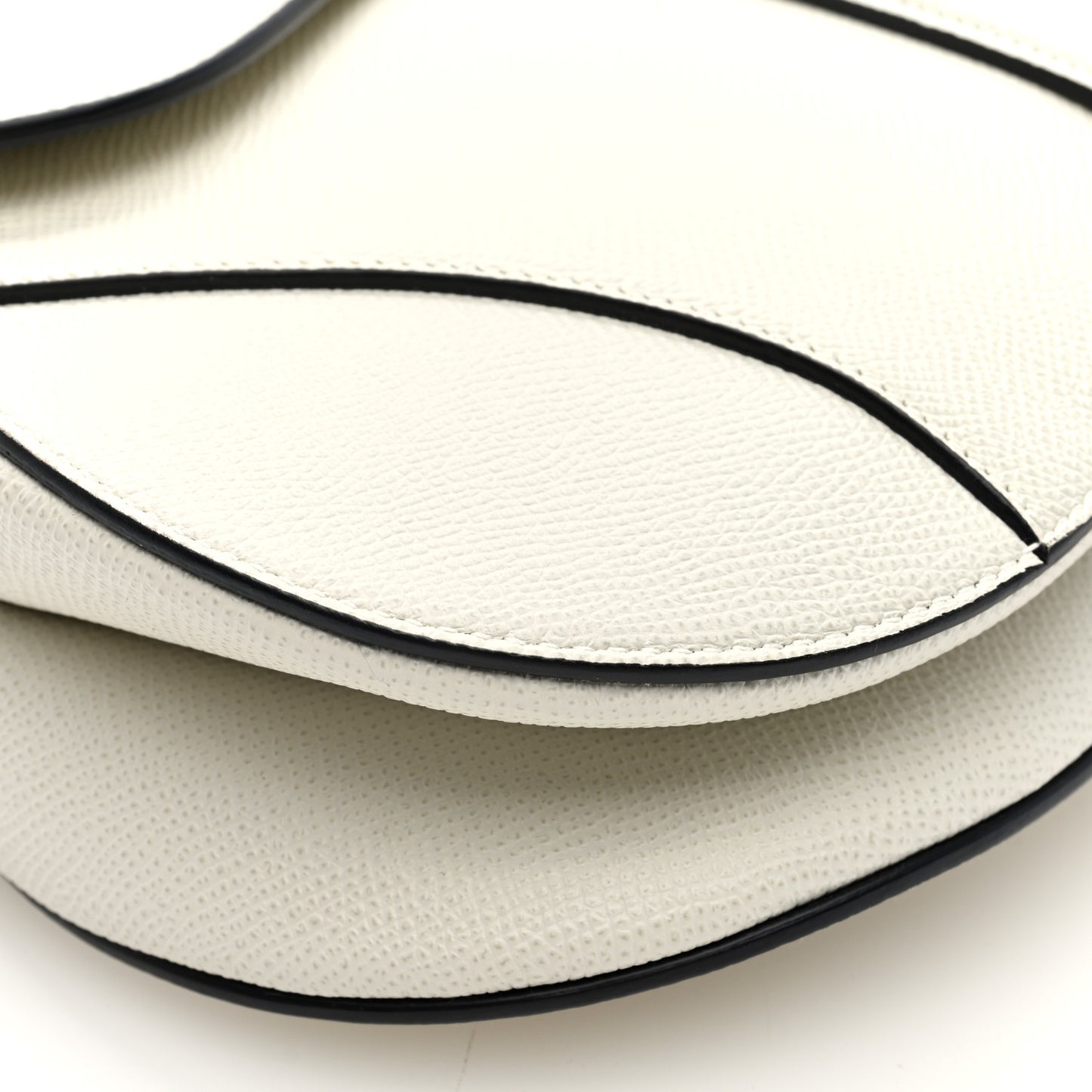 Grained Calfskin Saddle Bag With Strap Latte