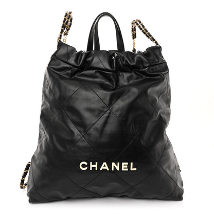 Chanel Shiny Calfskin Quilted 22 Backpack Black 1 of 10