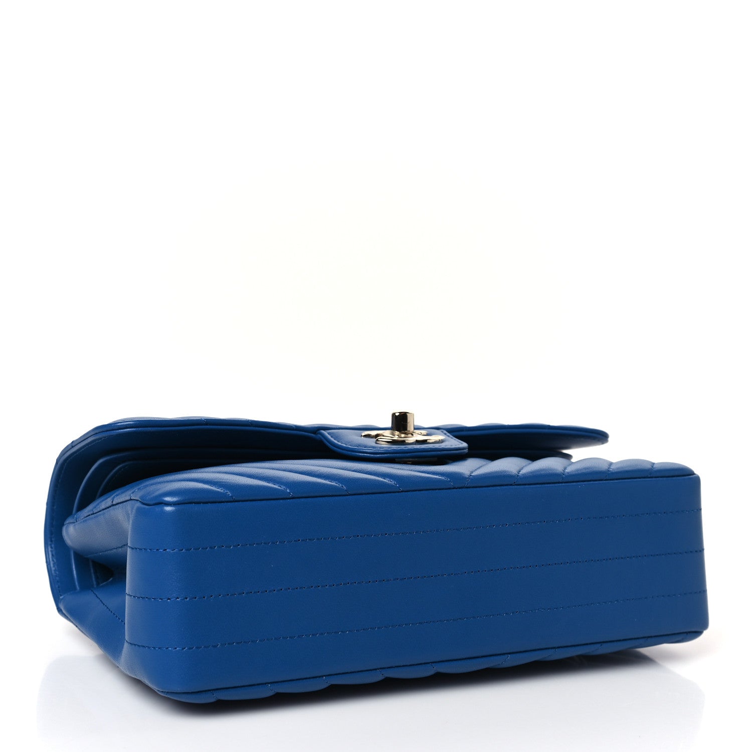 Chanel Lambskin Chevron Quilted Small Double Flap Blue 4 of 10