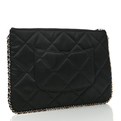 Chanel Satin Quilted Chain Around Medium Cosmetic Case Black 3 of 7
