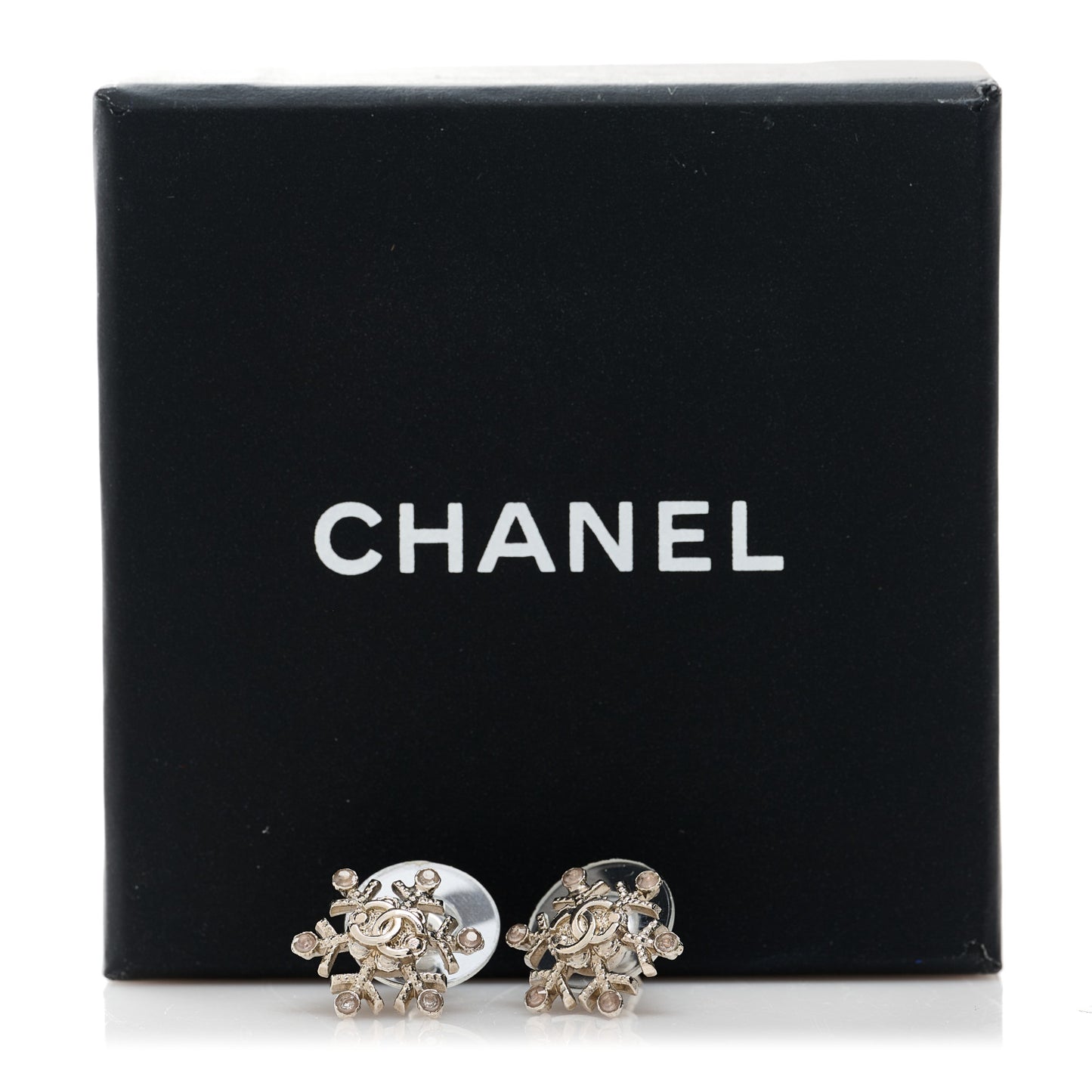 Crystal CC Snowflake Earrings Silver