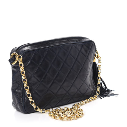 Chanel Lambskin Quilted CC Tassel Camera Case Navy 3 of 11