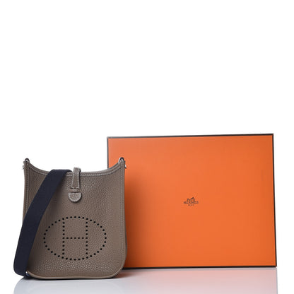 Hermes Taurillon Clemence Amazone Evelyne TPM Etoupe Bleu Indigo 8 of 8