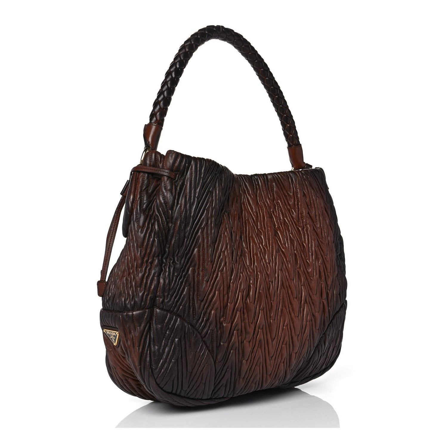 Nappa Chevron Braided Hobo Brown