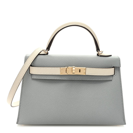 Epsom Mini Horseshoe Kelly Sellier 20 Craie Bleu Glacier