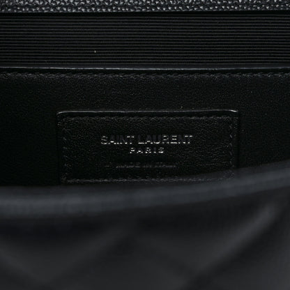 Saint Laurent Grain De Poudre Textured Mixed Matelasse Triquilt Medium Monogram Satchel Black 6 of 10