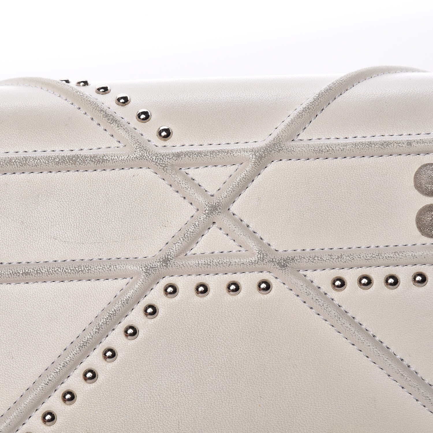 Christian Dior Lambskin Crystal Studded Small Diorama Flap Bag Off White 17 of 21