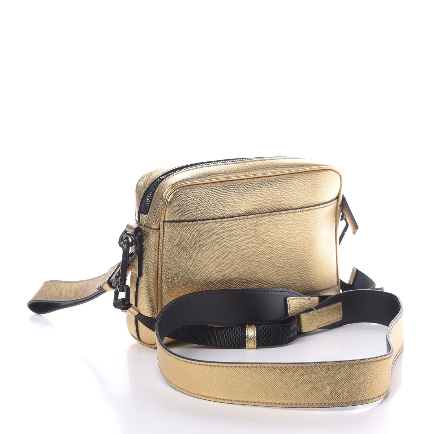 Prada Metallic Saffiano Wristlet Crossbody Platino 3 of 10