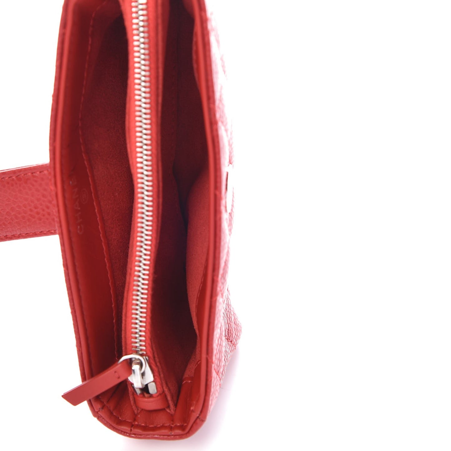 Caviar Quilted Mini Phone Holder Clutch Red