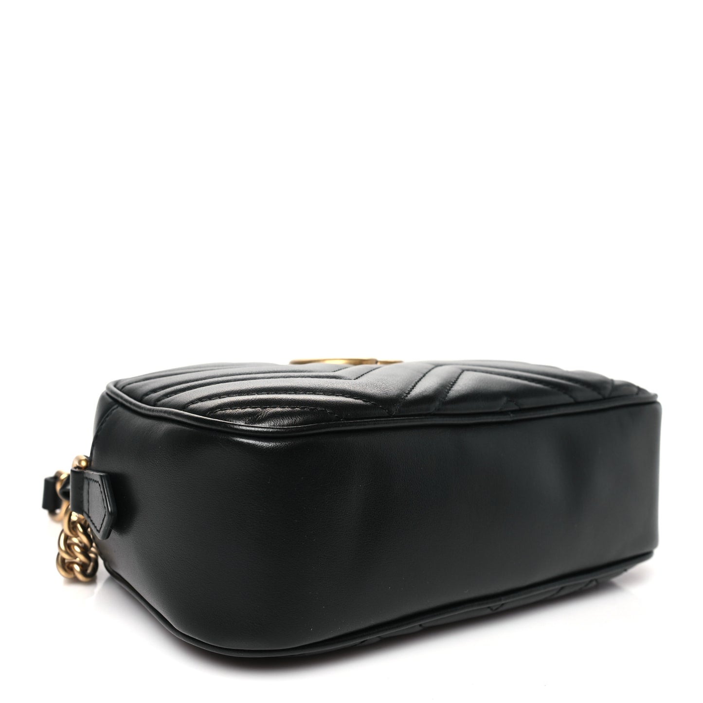 Calfskin Matelasse Small GG Marmont Chain Shoulder Bag Black