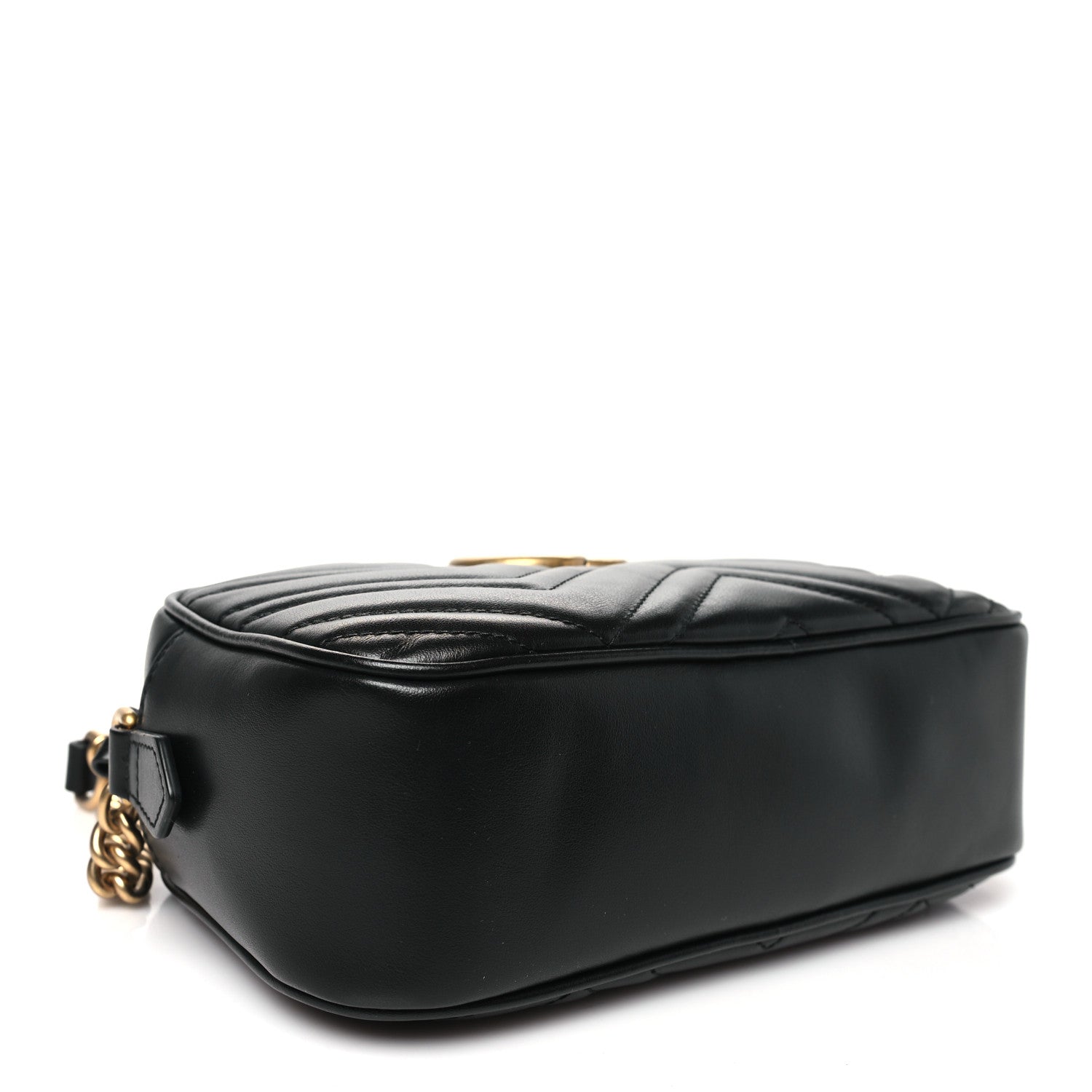 Gucci Calfskin Matelasse Small GG Marmont Chain Shoulder Bag Black 4 of 10