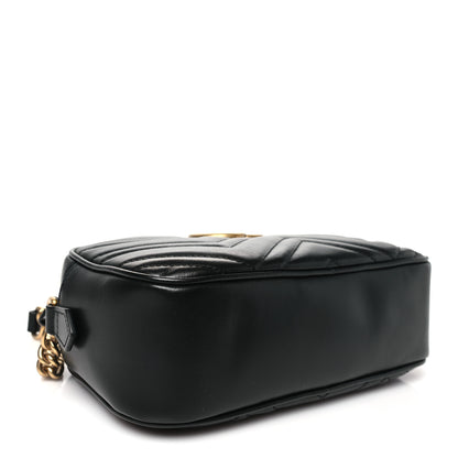 Gucci Calfskin Matelasse Small GG Marmont Chain Shoulder Bag Black 4 of 10