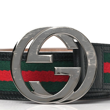 Gucci Calfskin Web Interlocking G Belt 90 36 Black 2 of 6