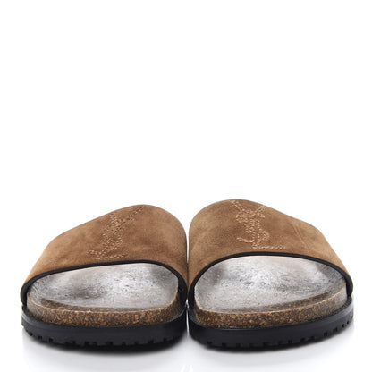 Saint Laurent Suede Joan Slide Sandals 37 Brown 5 of 10