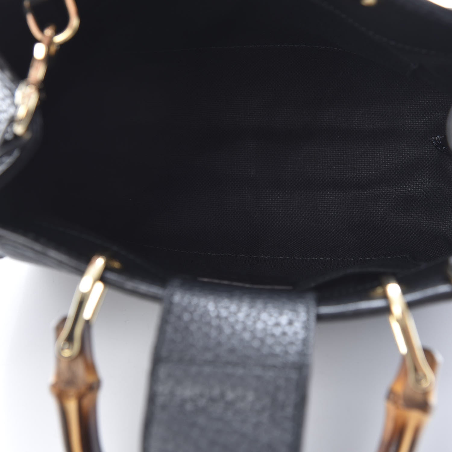 Gucci Cellarius Calfskin Mini Bamboo Shopper Tote Black 5 of 10