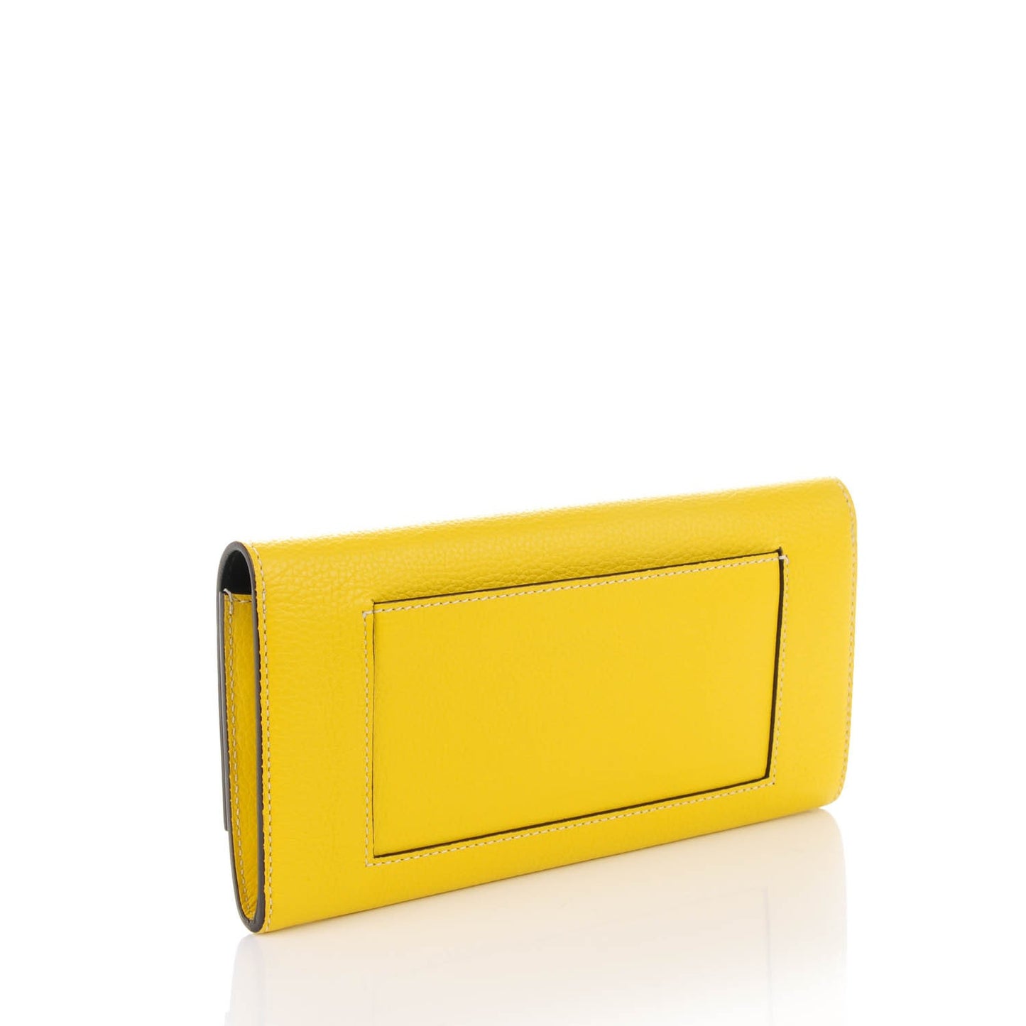 Drummed Calfskin Large Multifunction Flap Wallet Sun Yellow