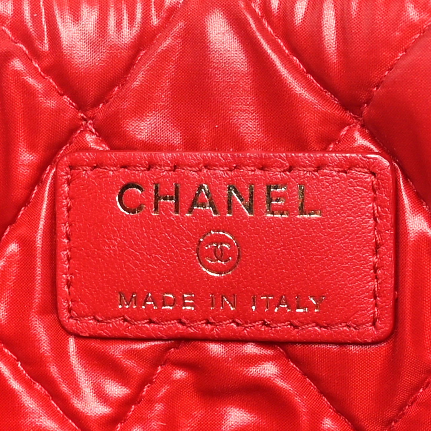 Lambskin Quilted Medium Cosmetic Case Red