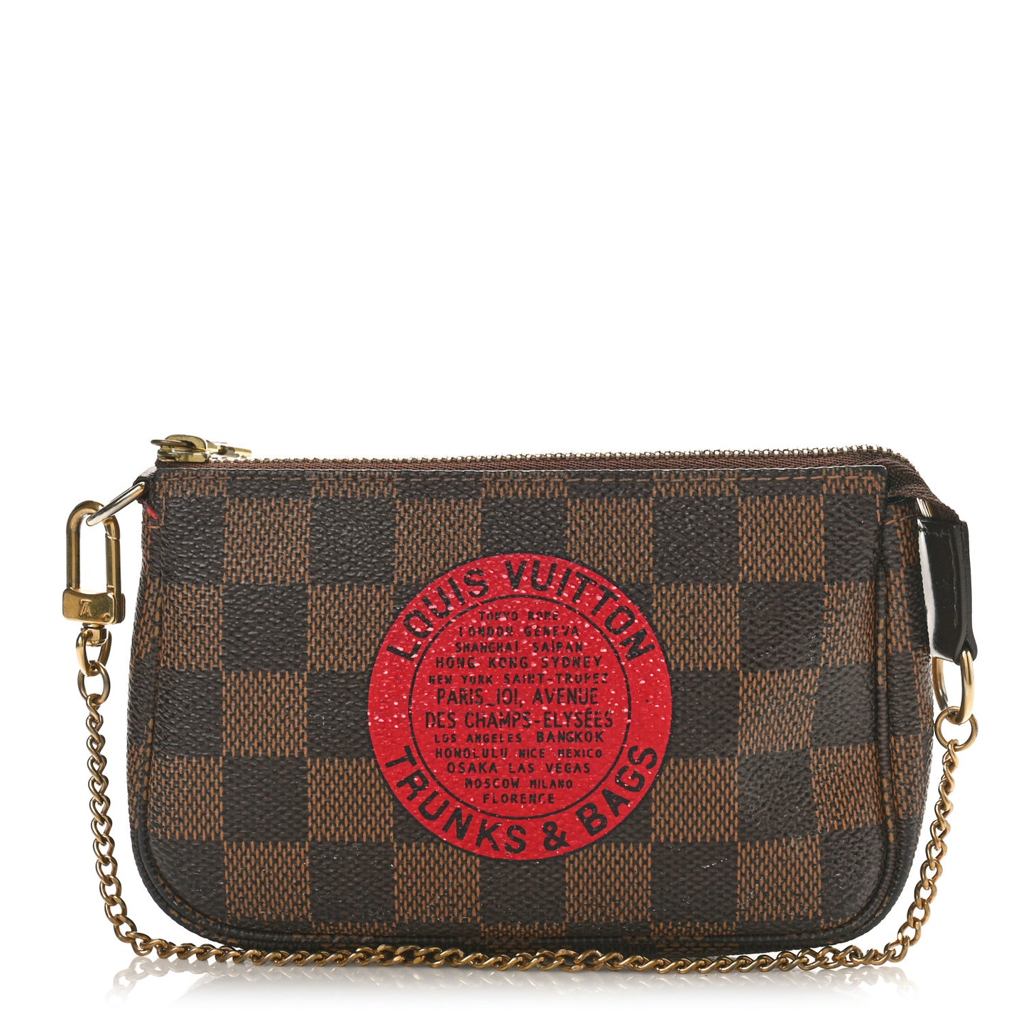 Damier Ebene Complice Trunks and Bags Mini Pochette Accessories Red