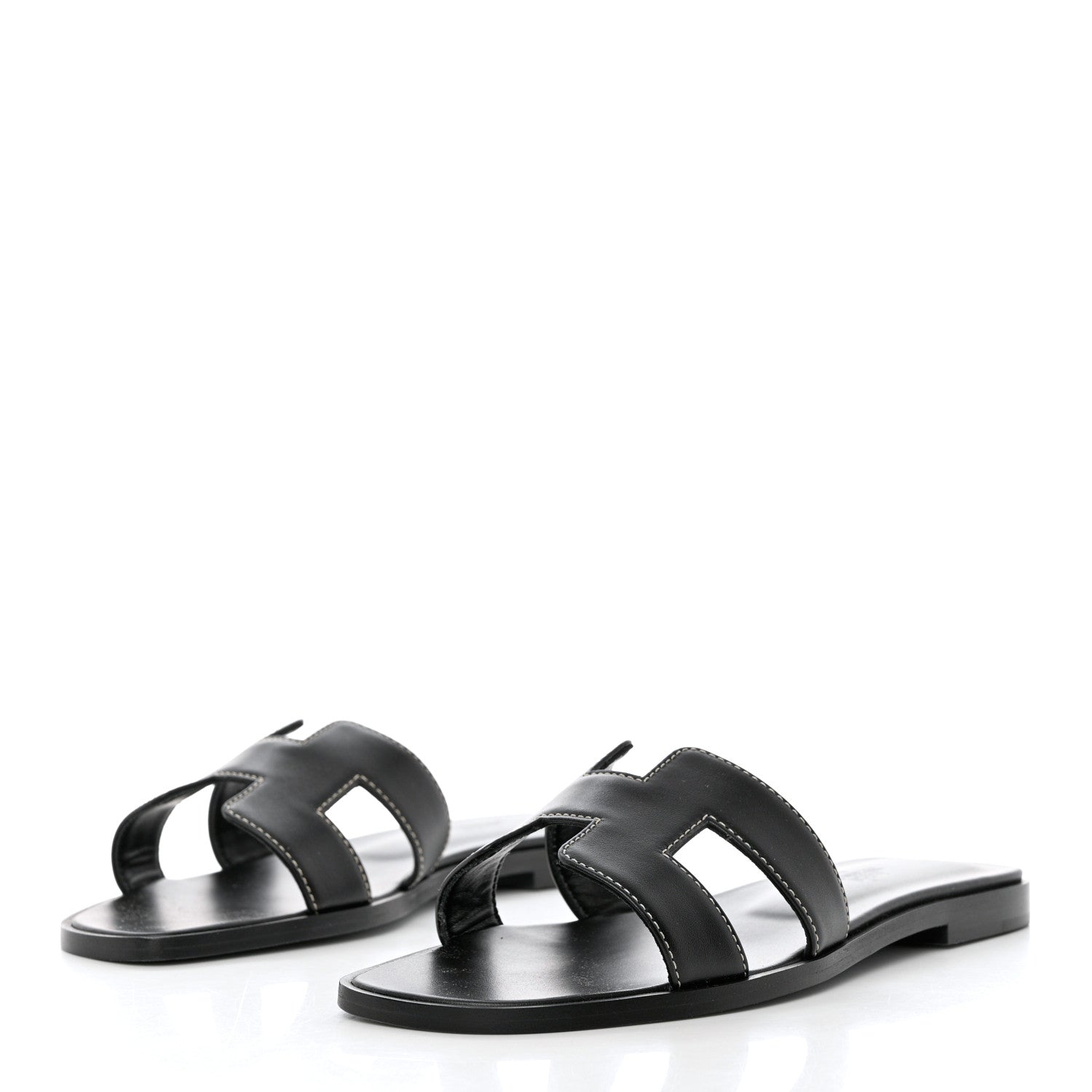 Hermes Box Calfskin Oran Sandals 36 Black 3 of 9