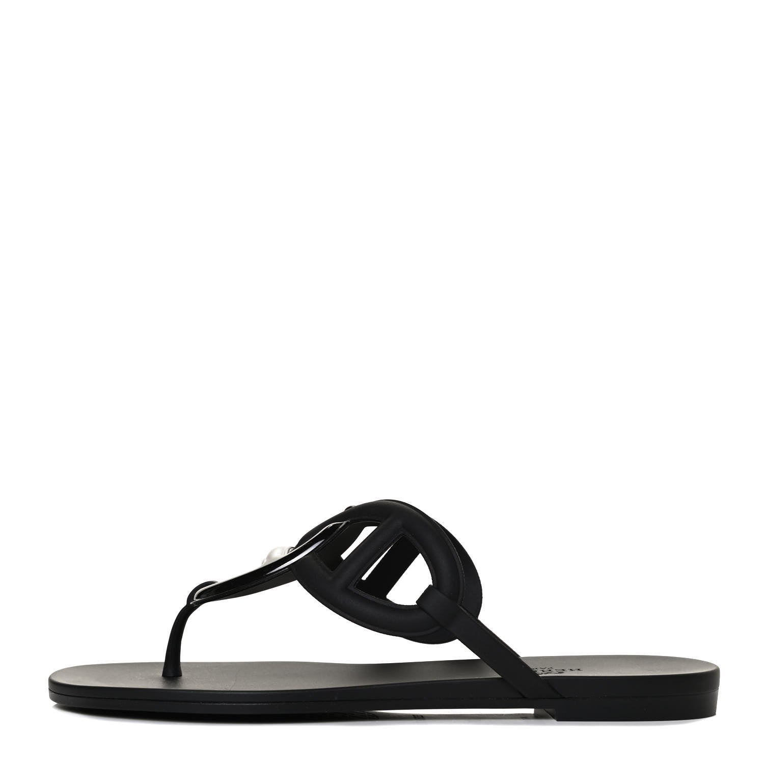 Hermes Rubber Womens Egerie Sandals 37 Black 1 of 9