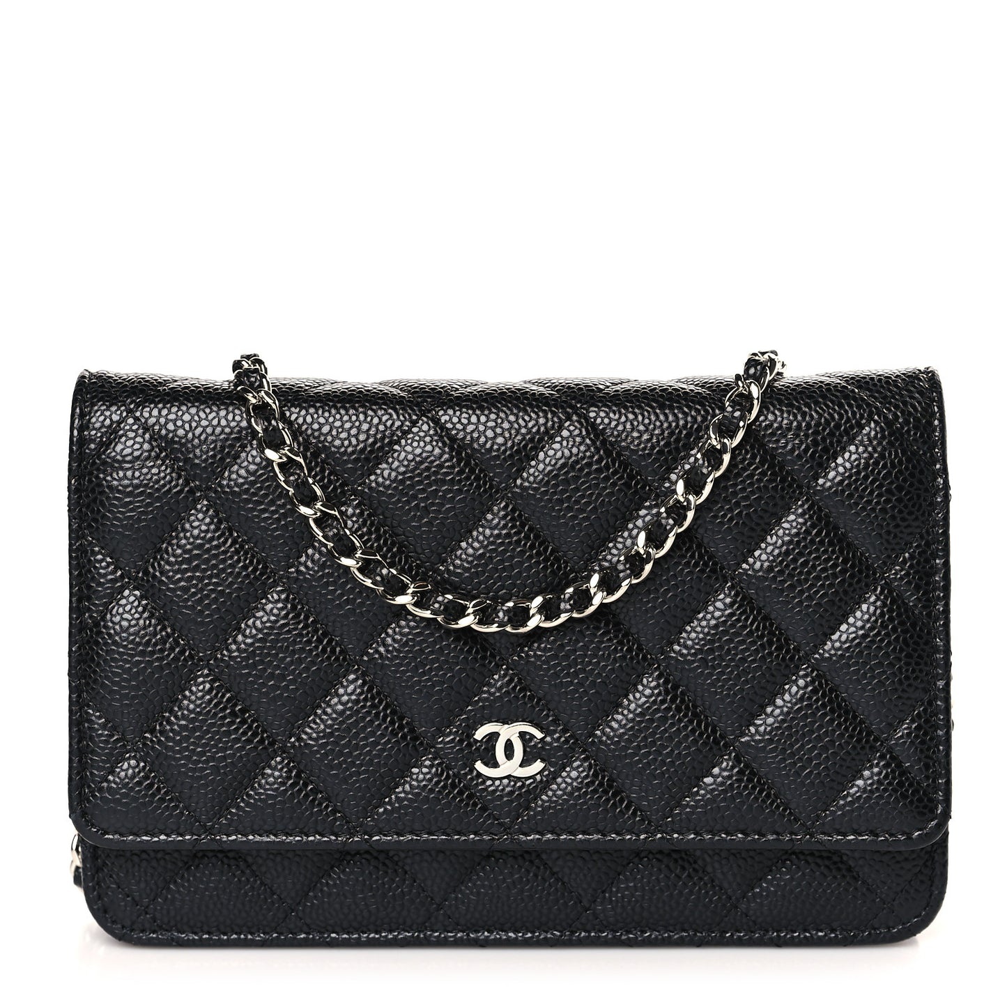Caviar Quilted Wallet on Chain WOC Black