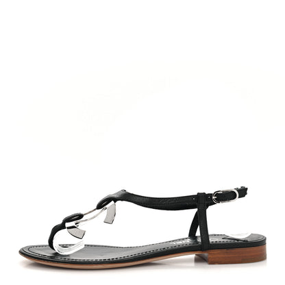 Chanel Calfskin CC Thong Sandals 36 Black 1 of 8