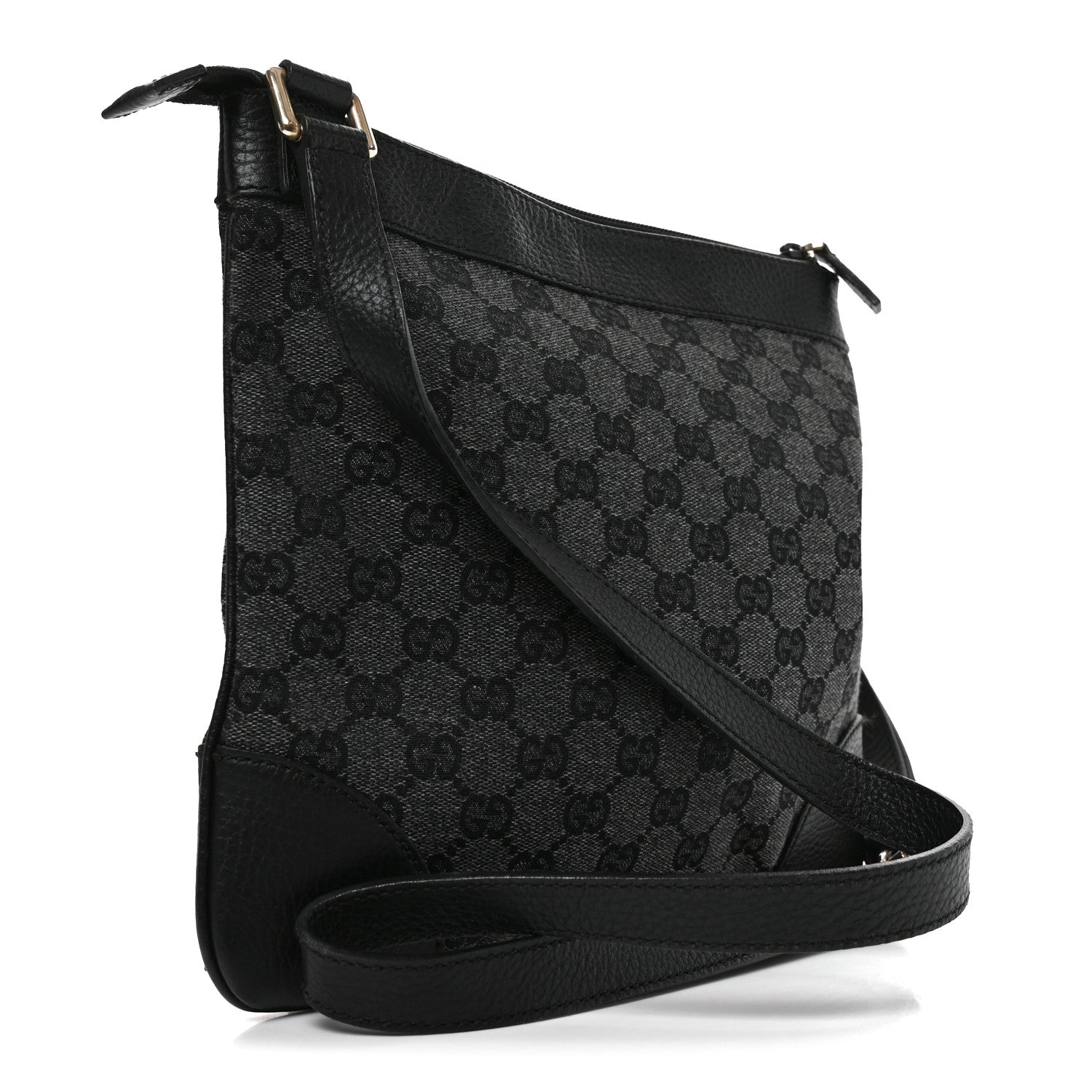 Gucci Monogram Flat Messenger Bag Black 3 of 11