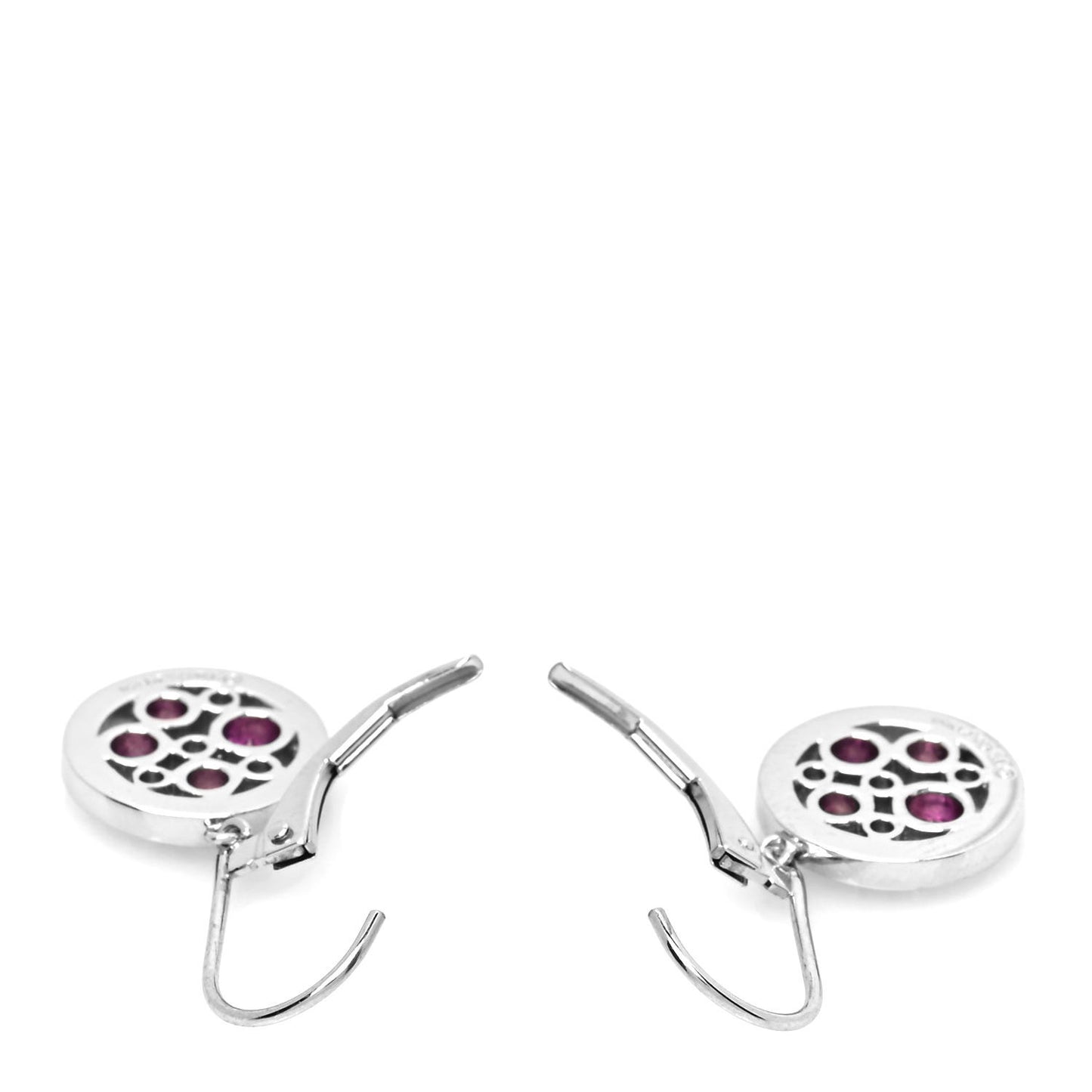 Platinum Diamond Pink Sapphire Cobblestone Drop Earrings