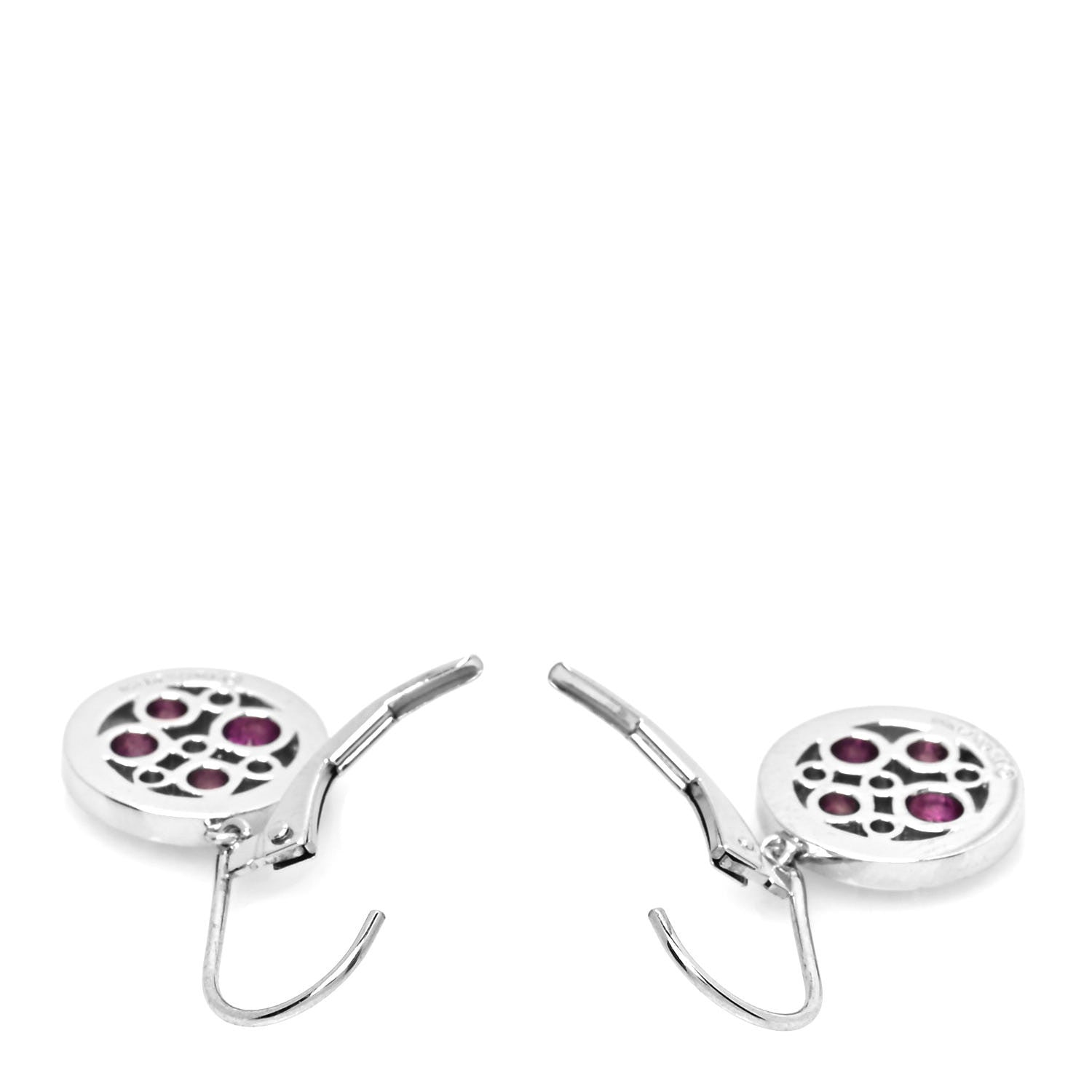 Tiffany Platinum Diamond Pink Sapphire Cobblestone Drop Earrings 3 of 4