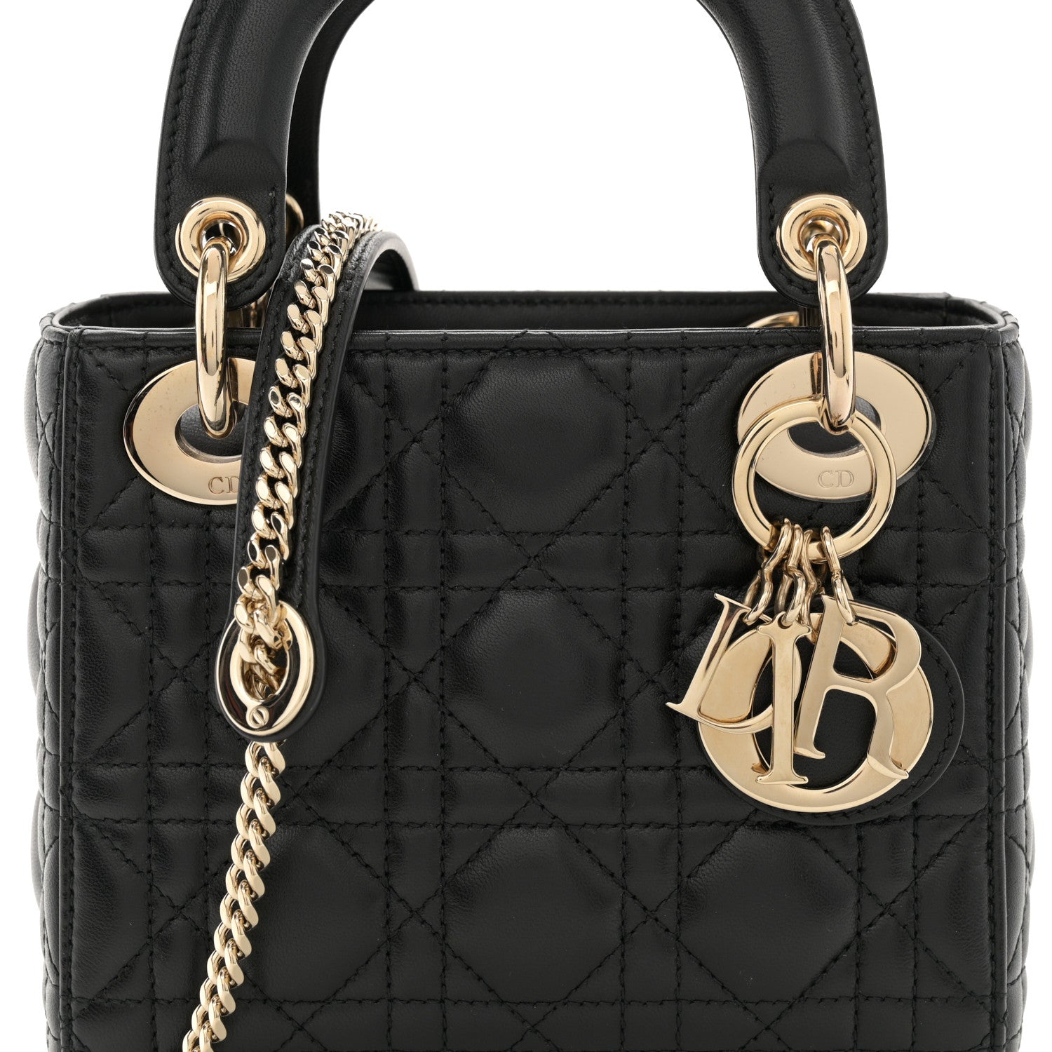 Christian Dior Lambskin Cannage Mini Lady Dior Black 8 of 10