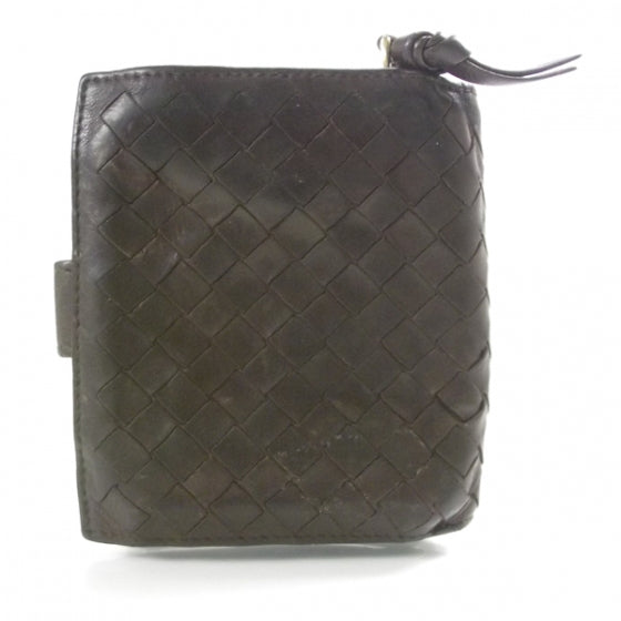 Woven Leather French Flap Wallet Ebano
