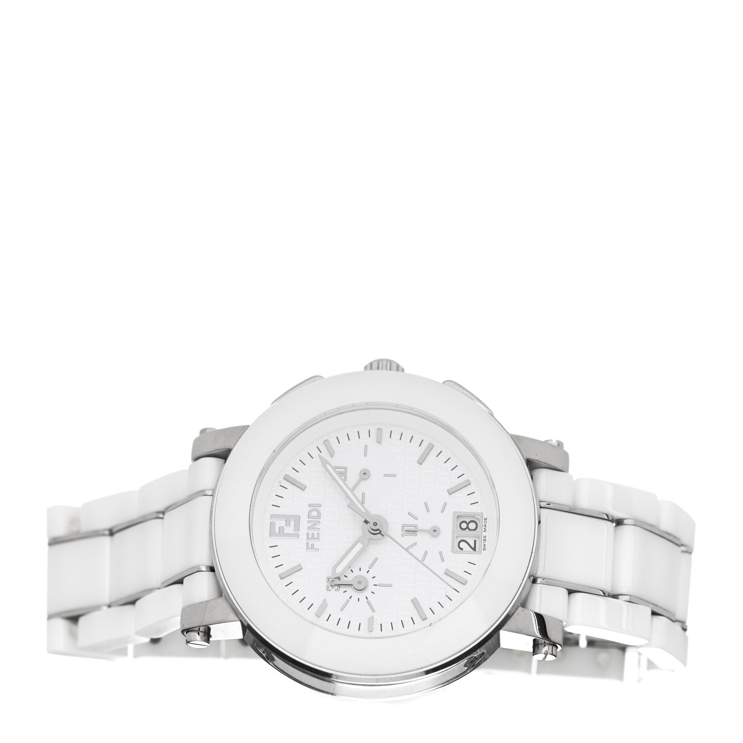 Fendi Stainless Steel Ceramic 38mm Chronograph Quartz Watch White 2 of 4