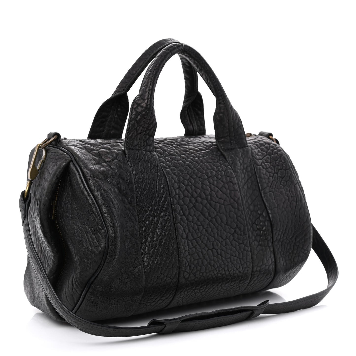 Pebbled Lambskin Rockie Black Antique Brass Hardware