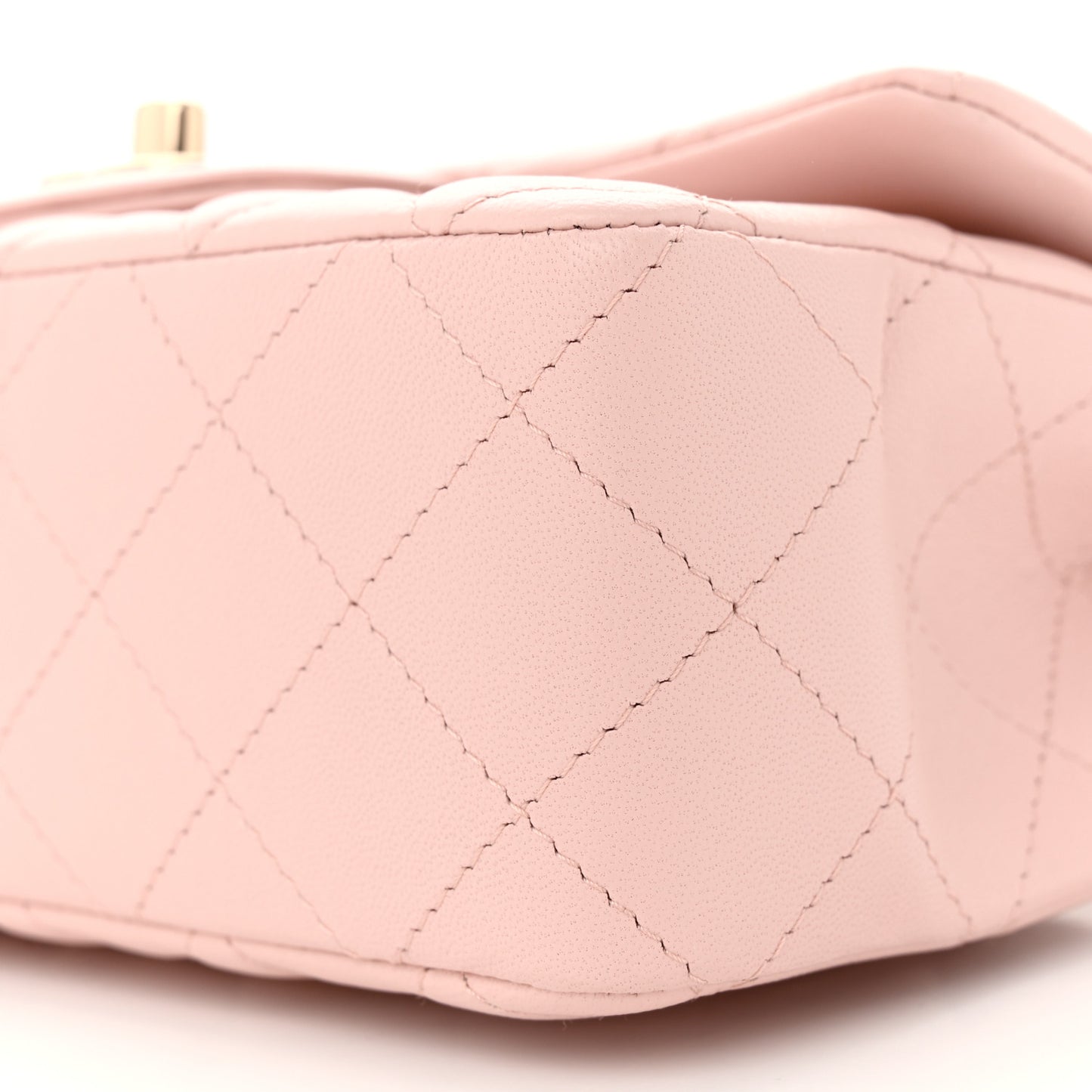 Lambskin Quilted Mini Rectangular Flap Light Pink