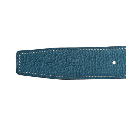 Hermes Box Togo 32mm H Belt 85 Black Blue Jean 6 of 11