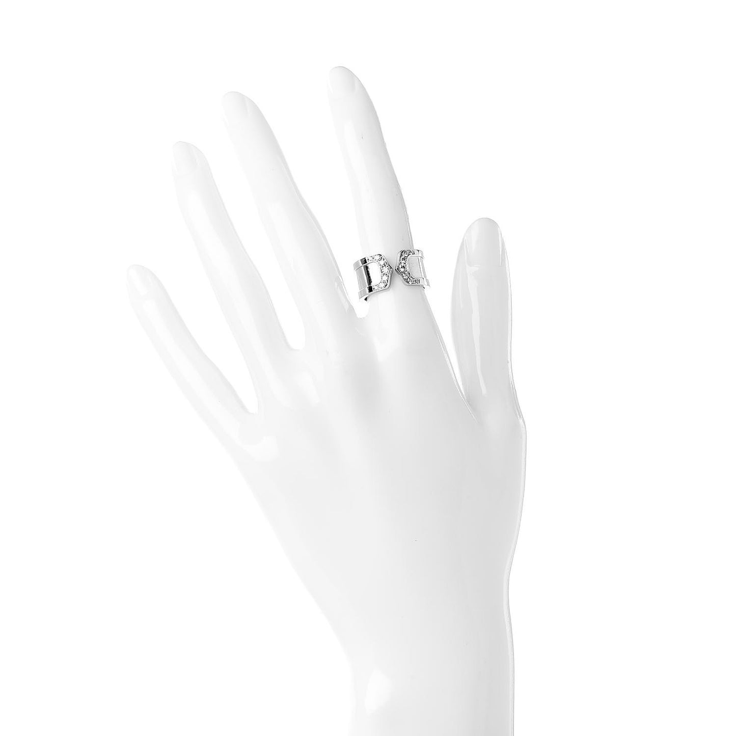 18K White Gold Diamond 10mm Logo De Ring 50 5.25