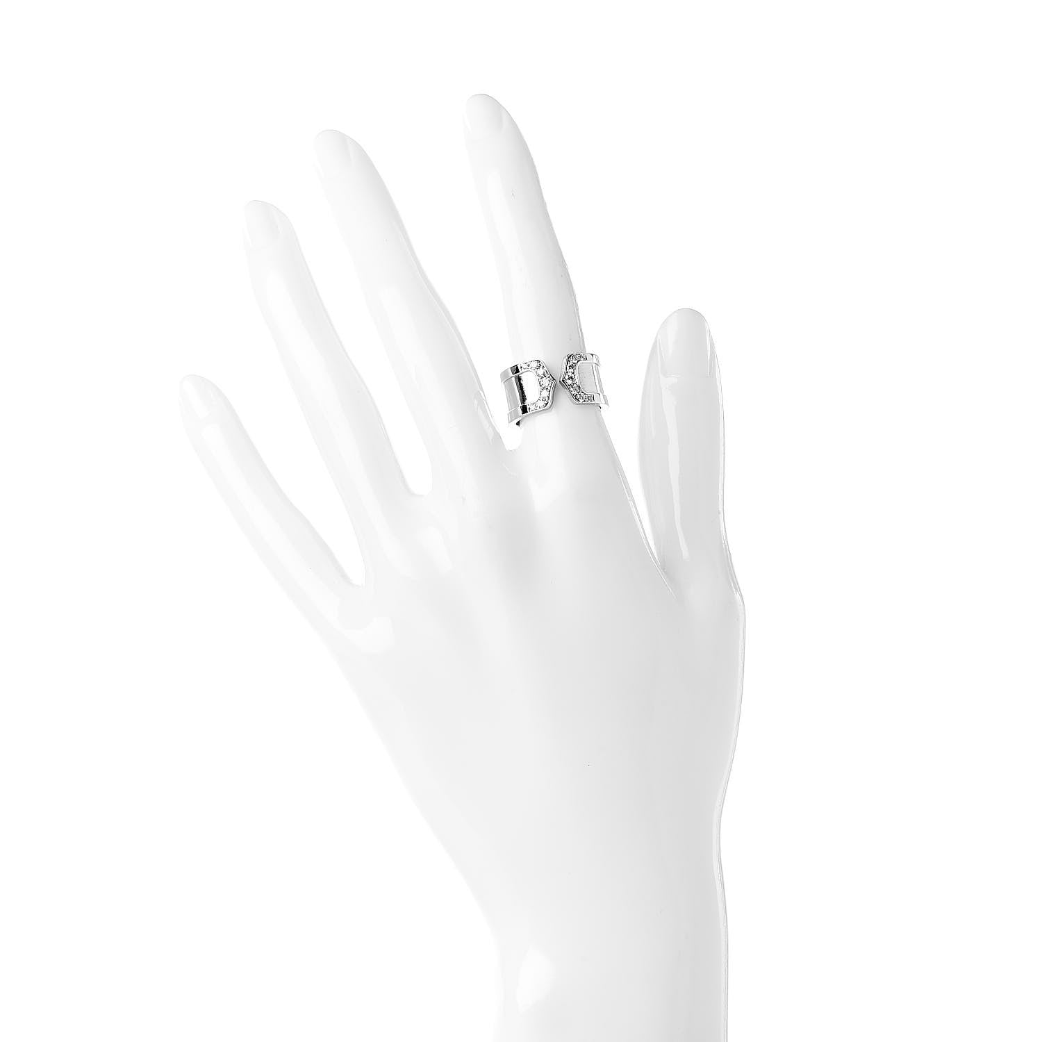 Cartier 18K White Gold Diamond 10mm Logo De Ring 50 5.25 2 of 5