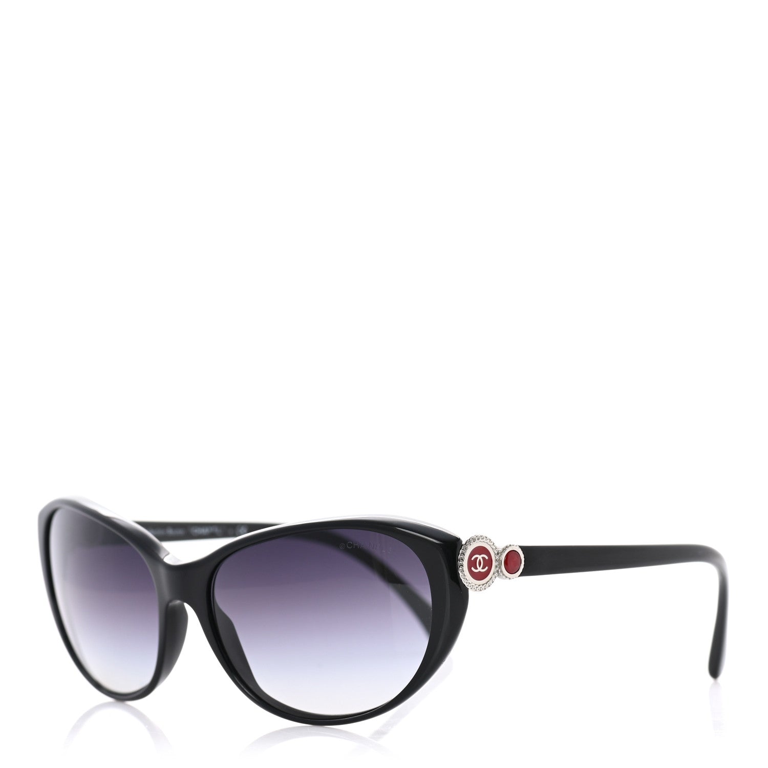 Chanel Acetate Collection Bouton Cat Eye Sunglasses 5190 Black 1 of 8